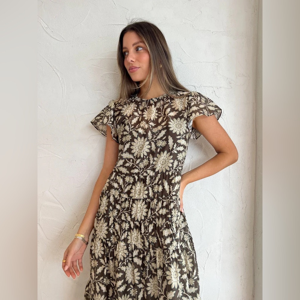 SIR The Label Xanita Floral Maxi Flowy Cotton Silk Blend Dress AU 2 US M S